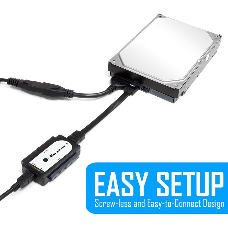 Kingwin USI-2535 USB 2.0 to SATA/IDE Adapter for 2.5 Inch, 3.5 Inch, 5.25 Inch Hard Drives with One Touch Back-Up, Power Supply Included - Image 5